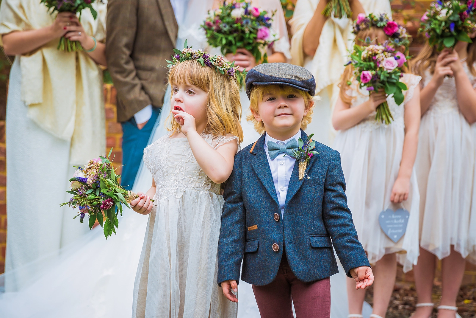 children celebrating modern wedding